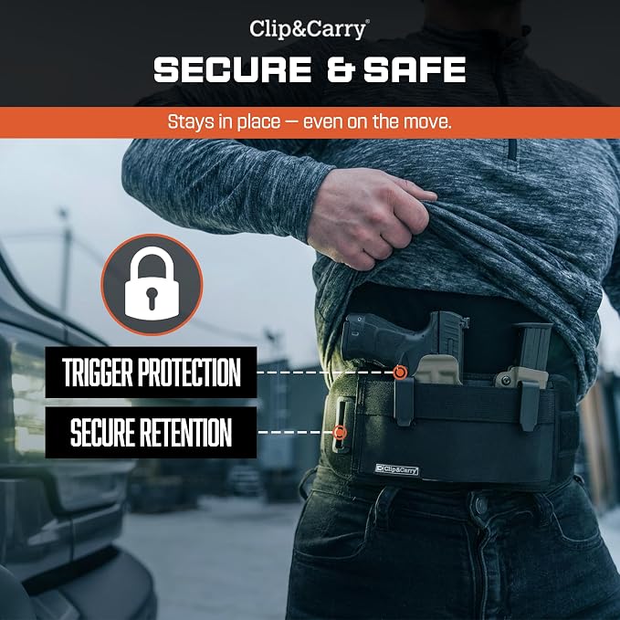 Clip & Carry STRAPT-TAC Belly Band Holster, Use with Any IWB Kydex Gun Holster for Concealed Carry (kydex Holster not Included)
