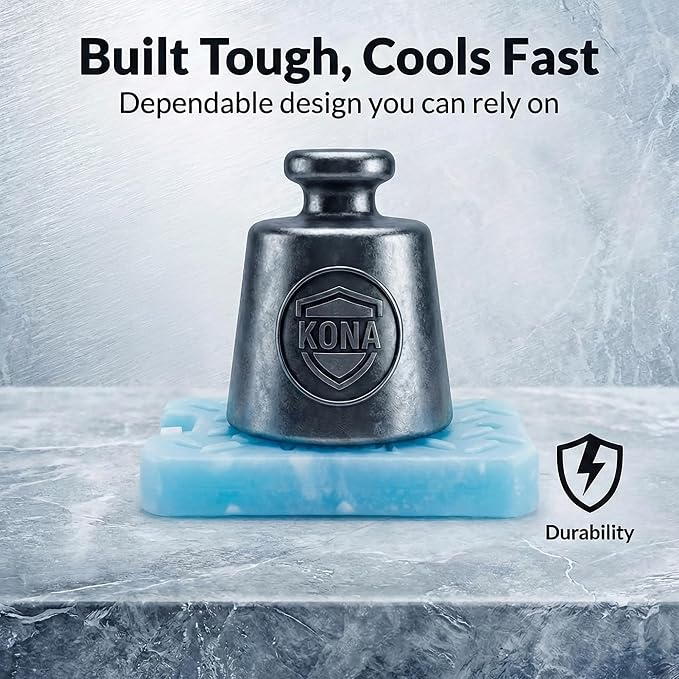 Kona Blue Ice 2 Pound Ice Packs for Coolers - Long Lasting Design - Refreezable Reusable Cooler Ice Pack (2)