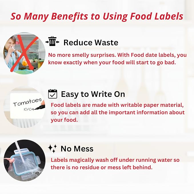 2x3 Dissolvable Food Labels, 500 Label Stickers, Bottle Labels for Storage Bins, Sticker Labels for Food containers, (500, Blank)