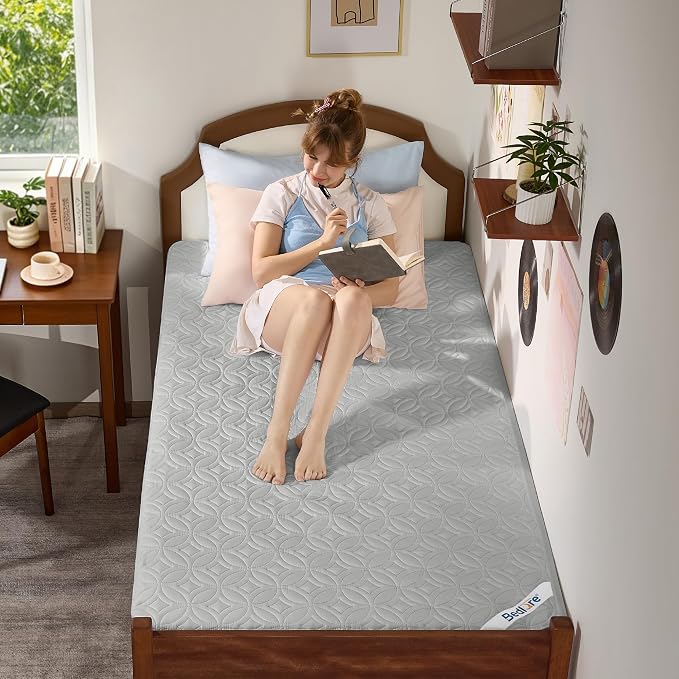BEDLORE Waterproof Mattress Protector, Twin XL Size Mattress Pad with Deep Pocket 6"-15" Depth, Soft Dirt-Proof Double Bed Mattress Cover for Bedroom, College Dorm, Hotel (Light Gray)