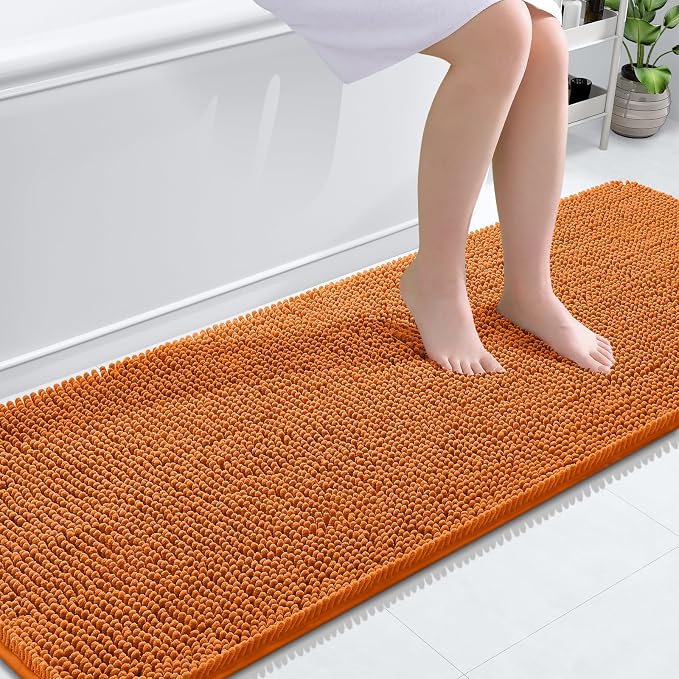 OLANLY Bathroom Runner Rugs 70x24, Extra Soft Absorbent Chenille Bath Rugs, Rubber Backing Quick Dry, Machine Washable Long Bath Mats for Bathroom Floor, Tub and Shower, Home Decor Accessories, Clay