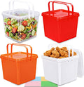 Bucket with Lid - 4 Packs Square Clear Plastic Storage Containers, Food Safe with Handle, Airtight Pressure Lids for Kitchen & Home (Mixed Colors, 1.3 gal)
