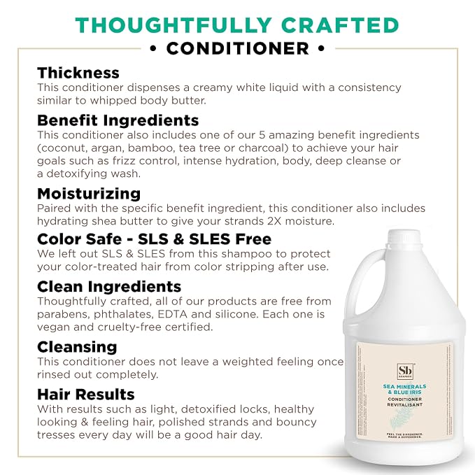 Soapbox Sea Minerals & Blue Iris Conditioner, Refill Bulk Size For Rentals, Guest Rooms & Hotels - Clean Ingredients Free of Harsh Chemicals, Sulfates, Parabens & Silicones - 1 Gallon Bottle