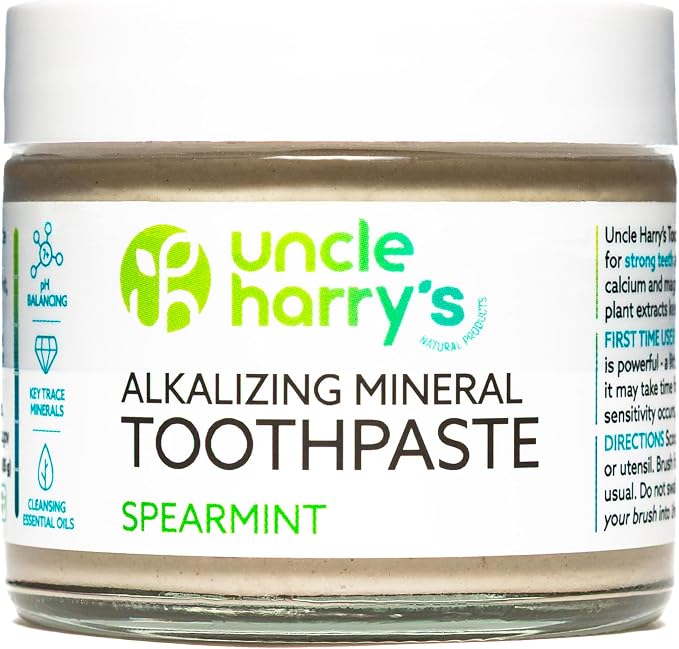 Uncle Harry's Spearmint Remineralizing Toothpaste | Natural Whitening Tooth Paste Freshens Breath & Promotes Enamel | Vegan Fluoride Free Toothpaste Pack of 4