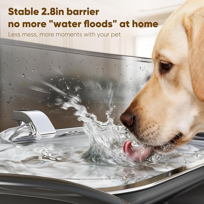 No Spill Dog Water Fountain Stainless Steel, Large 8L/2.1Gal Ultra Quiet | Pet Water Fountain for Cats Dogs Indoor, Automatic Dog Water Bowl Dispenser