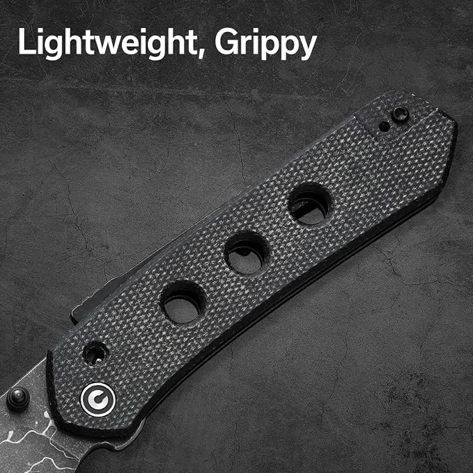CIVIVI Vision FG Pocket Knife,3.54" Damascus Reverse Tanto Blade C22036-DS2 | Superlock Folding Knife with Micarta Handle, Reversible Ambidextrous Clip for EDC Camping Hiking