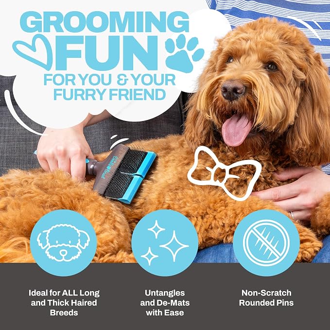 The Doodle Brush, Slicker Brush for Dogs, Dual Head Dog Hair Brushes, Flexible Head Slicker for Dogs, Poodle, Labradoodle, Sheepadoodle, Tangle-Free Grooming, Healthy & Shiny Coat Pet Brushes