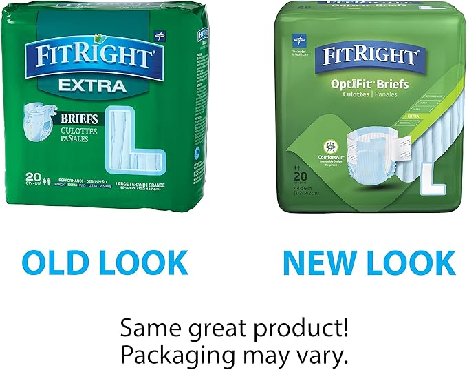 FitRight Adult Incontinence Briefs with Tabs, Moderate Absorbency, Large, 44" to 56", 80 Count