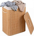Giantex Bamboo Laundry Hamper with Lid, Removable Liner & Portable Handles | 19 Gal Large Capacity Clothes Hamper, Rectangular Laundry Basket for Bedroom Bathroom Laundry Room