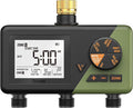 Diivoo Brass 3 Zone Sprinkler Timer, Programmable Hose Timers for Watering 3 Outlet with Large Display, Rain Delay & Manual Mode for Outdoor Automatic Irrigation of Garden, Lawn, Yard
