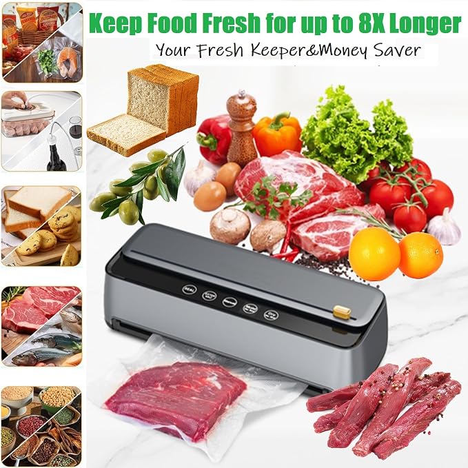 Vacuum Sealer Bags for Food - 200 Pack Precut (8"x12"+6"x10") Vacuum Seal Bags | Commercial Grade BPA-Free | 6X Longer Freshness | Fits All Clamp Machines | For Food Storage, Meal Prep & Sous Vide