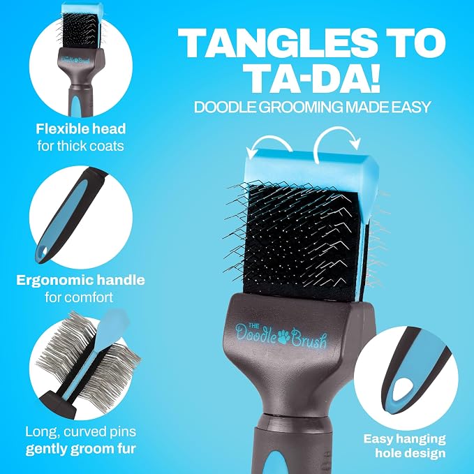 The Doodle Brush, Slicker Brush for Dogs, Single Head Dog Hair Brushes, Flexible Head Slicker for Dogs, Poodle, Labradoodle, Sheepadoodle, Tangle-Free Grooming, Healthy & Shiny Coat Pet Brushes