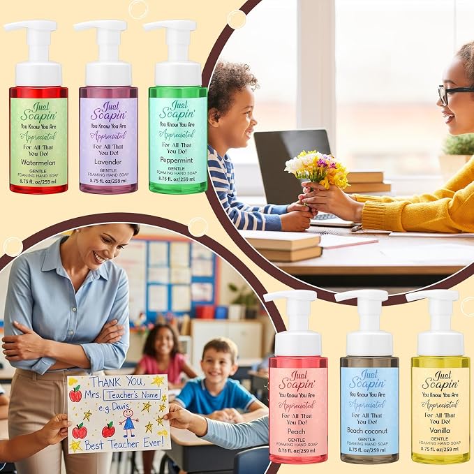 6 Pack CNA Week Gifts Bulk 2026 Foaming Hand Soap with Inspirational Gift Tags and Twine Employee Appreciation Thank You Gifts for Coworkers Staff Teacher Nurse Retirement Cna Week, 8.75 Fl. oz