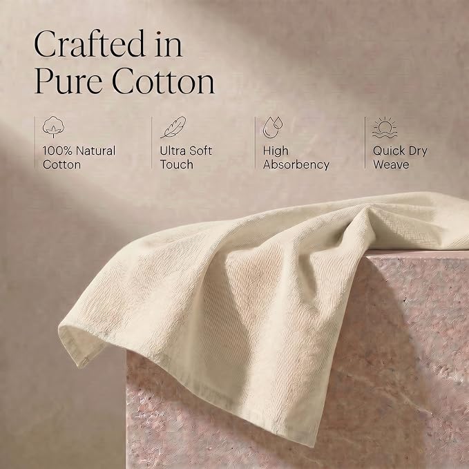Urban Villa Kitchen Towels Cotton Dish Towels 20”x30” (Set of 6) Ivory