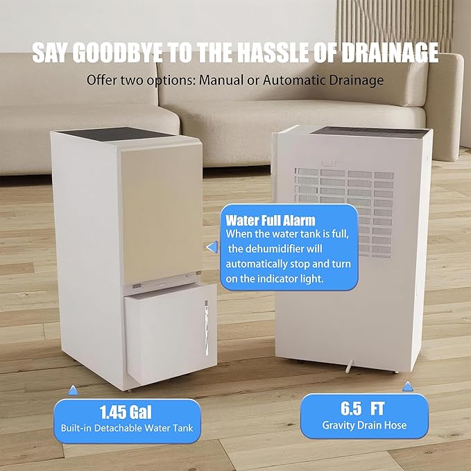 4500 Sq.Ft Dehumidifier for Basement Energy Star Certificated, 100 Pint/Day Quiet Compressor Dehumidifier with Drain Hose, 24H Timer, Smart Humidity Control, Auto Shut Off, White