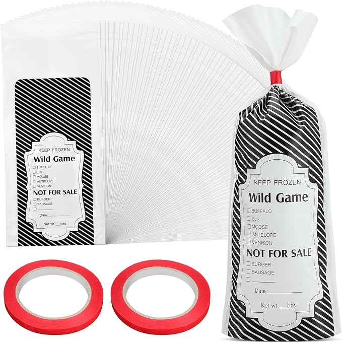 Yeaqee 1000 Pcs Ground Beef Freezer Bags Wild Game Freezer Bags with Pinstripe Tape Hamburger Meat Packaging for Meat Processors Storing Supplies
