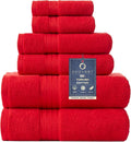 COZYART Red Bath Towel Set for Bathroom Soft Absorbent Durable 650 GSM Turkish Cotton Towel Sets of 6, 2 Large Bath Towels, 2 Hand Towels, 2 Washclothes | OEKO-Tex 100 Certified Zero Twist Ring Spun, Soft Absorbent Quick Dry, Plush Fluffy, Breathable H...