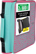 Five Star Zipper Binder 2 Inch O-Rings Case Organiser with Multi-Access and 5-Tab Expanding File Folder, 850 Sheet Capacity, Taffy Twist (290010J)