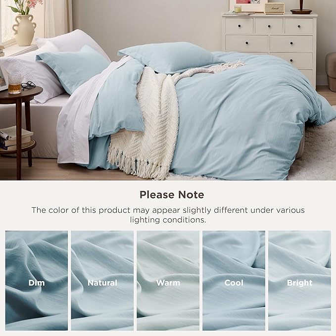 Bedsure Baby Blue Duvet Cover King Size - 3 Pieces Prewashed Cotton-Like Polyester Extra Soft Bedding Set, Includes 1 Duvet Cover 104x90 Inches with Zipper Closure & 2 Pillow Shams, No Comforter