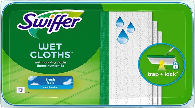 Swiffer Sweeper Wet Mopping Cloths, Mop and Broom Floor Cleaner Refills, Open Window Fresh Scent 24-Count (Pack of 6) (Packaging May Vary)