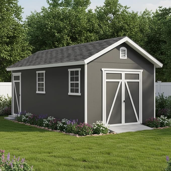 Expanse 10x20 Do-It-Yourself Wooden Storage Shed with Floor Kit - Does not Include Paint or Roofing Shingles
