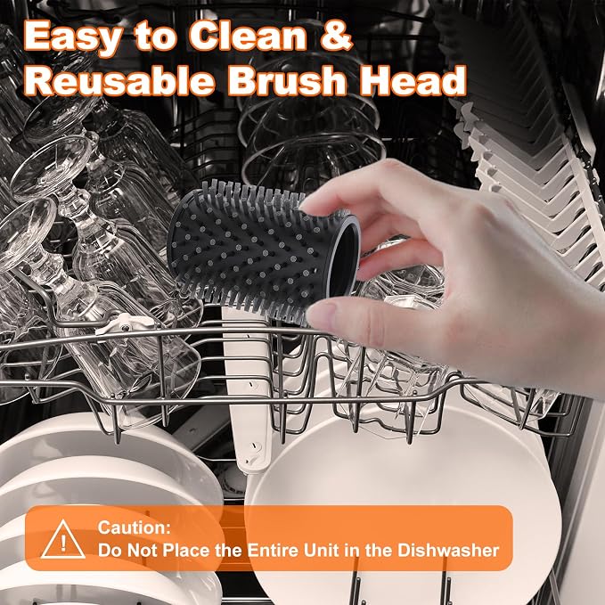 Electric Grill Brush for Outdoor Grill,2600mAh Rechargeable Electric Grill Cleaner with 2-Speed(Max 1000RPM)，2 Replacement Heads and LED Light for Outdoor/Camping BBQ Grates Cleaning Tool (Black)