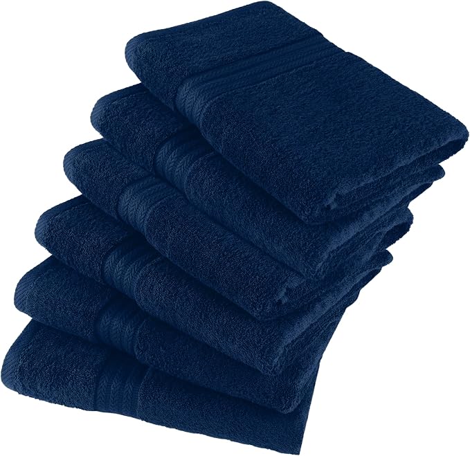 HERCULEAN Large Bath Towels 24 x 50 Pack of 6 | Quick Dry and Highly Absorbent | 100% Cotton Terry Towels for Bathroom - Perfect for Shower - Pool and Spa - Luxury Soft Towels - Navy Blue