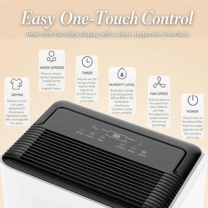 AIRPLUS Dehumidifier for Basement - 4,500 Sq. Ft. 70 Pints, Multifunctional Dehumidifier with Drain Hose & Auto Shut-Off Function, Powerful Dehumidifiers for Home(AP2103)