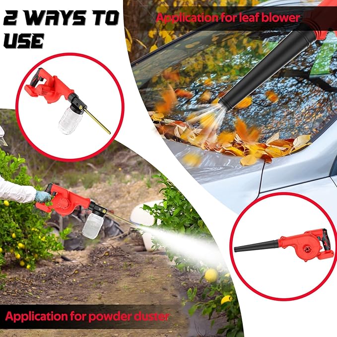 Rozlchar Electric Diatomaceous Earth Duster Compatible for Milwaukee 18V Battery(Tool Only), 1L Capacity Garden Powder Sprayer with 7.5″ Nozzle, Leaf Blower Replacement, Farm & Coop Applicator