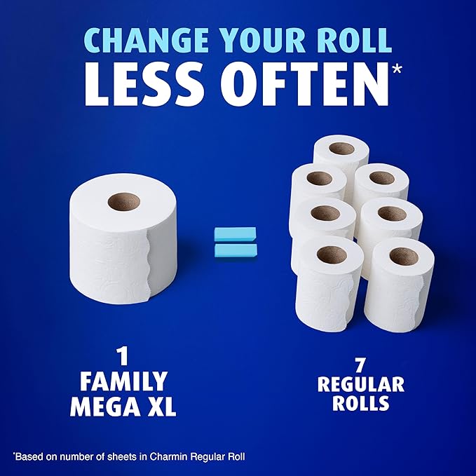 Charmin Ultra Soft Cushiony Touch Toilet Paper, 18 Family Mega XL = 126 Regular Rolls, 2-Ply, White