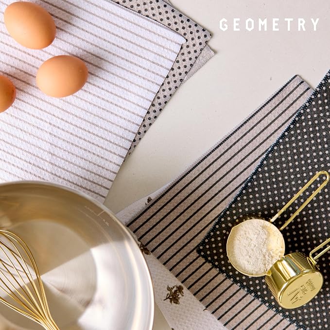 GEOMETRY Dishcloth – Evergreen Collection – Quick-Dry, Ultra-Absorbent, Reusable Microfiber Kitchen Towels for Drying & Cleaning - Willow Stone - 6 Pieces