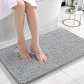 OLANLY Small Bathroom Rugs 24x16, Extra Soft Absorbent Chenille Bath Rugs, Rubber Backing Quick Dry, Machine Washable Bath Mats for Bathroom Floor, Tub and Shower, Home Decor Accessories, Light Grey