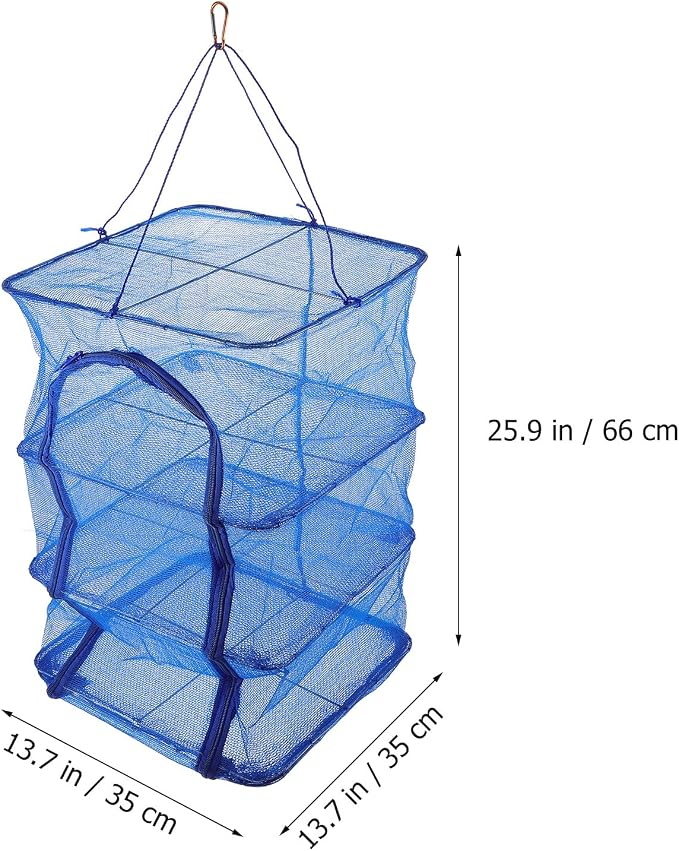 Foldable Fish Cage Fish Drying Rack Hanging Dryer Racks for Laundry Hanging Shrimp Drying Net Net Indoor Clothes Drying Rack Nylon Multi-Layer Cage Food