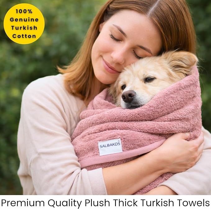 SALBAKOS 2-Piece 100% Turkish Cotton Bath Towels, Extra-Large 35x70, Rose | Oversized Bath Sheet Towel for Bathroom & Beach, Thick, Super Soft, Highly Absorbent, Premium Hotel Quality, Made in Turkey
