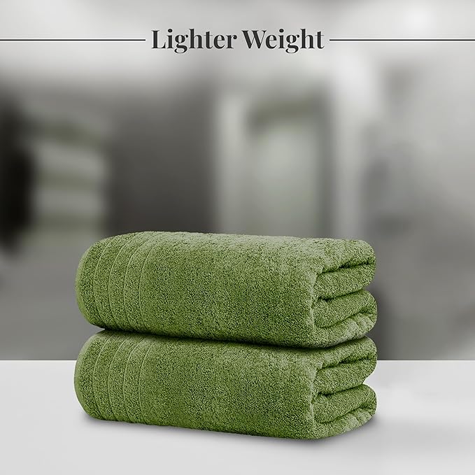 Tens Towels 4 Piece Extra Large Bath Towels 30 x 60 Inches, Green | 100% Cotton, Larger & Lighter Weight, Quicker to Dry, Super Soft and Absorbent, Perfect for Bathroom