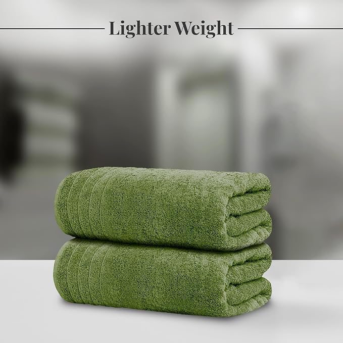 Tens Towels 8 Piece Towel Set, 2 XL Bath, 2 Hand, 4 Washcloth, Green | 100% Cotton, Lighter Weight, Quicker to Dry, Super Absorbent, Perfect for Bathroom
