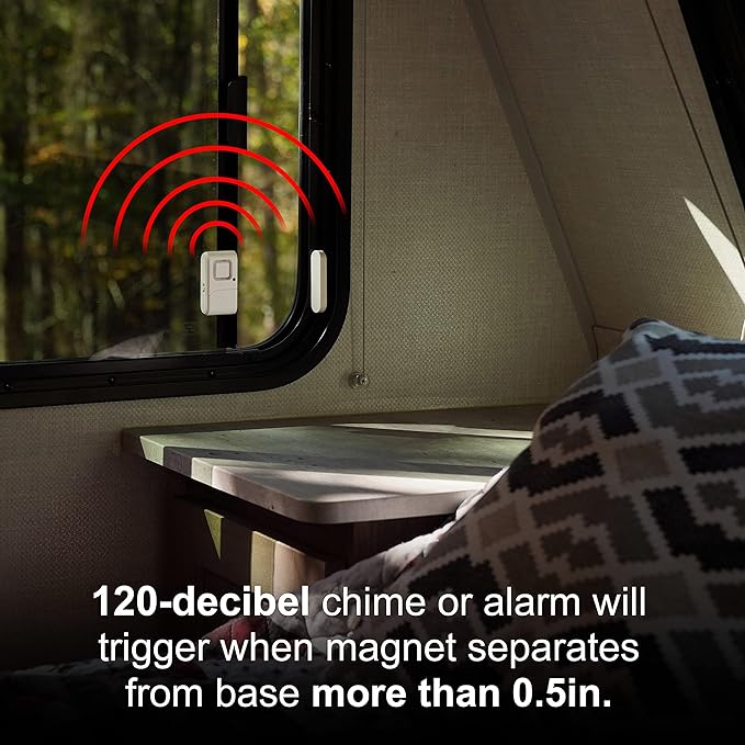 UltraPro Personal Security Window and Door Alarm, 6 Pack, DIY Protection, Burglar Alert, Wireless Chime/Alarm, Easy Installation, Home Security, Ideal for Home, Garage, Apartment, White, 49721