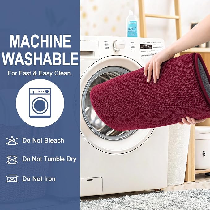 OLANLY Memory Foam Bathroom Runner Rugs 70x24, Absorbent Long Mat, Burgundy | Soft Quick Dry Bath Mat Rugs, Non-Slip, Machine Washable Mat for Bathroom Floor, Tub and Shower, Home Decor Accessories