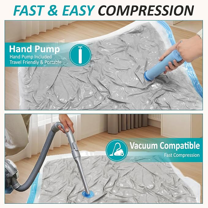 Cozy Essential Vacuum Storage Bags, 80% Compression Vacuum Seal Space Saver Plastic Packaging Bags for Clothes, Blankets, Pillow, Bedding, Comforters, Sealer Clothing Storage,35 Combo