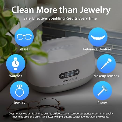Magnasonic Ultrasonic Cleaner - 20oz Tank Ultrasonic Jewelry Cleaner & Ultrasonic Retainer Cleaner, Digital Timer, 5 Cleaning Modes for Glasses, Rings, Dentures, Tools, Aligners (UC22)