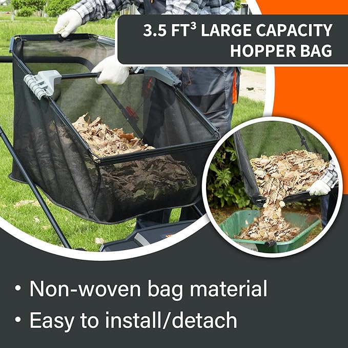 Push Lawn Sweeper, 21-inch Leaf & Grass Collector, Strong Rubber Wheels & Heavy Duty Thickened Steel Durable to Use with Large Capacity 3.5 cu. ft. Mesh Collection Hopper Bag, 2 Spinning Brushes