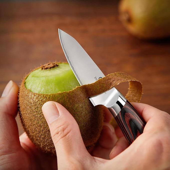 imarku Paring Knife 3.75 Inch, Japanese High Carbon Stainless Steel | Ultra Sharp Fruit Knife, Small Kitchen Knife for Peeling Fruits Cutting Vegetables, Ergonomic Pakkawood Handle