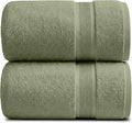 Luxury Bamboo Rayon Oversized Bath Towel Set | 2-Pack | Ultra Soft | Green | 35% Bamboo Rayon - 65% Zero Twist Cotton | Absorbent Quick-Dry Towels for Bathroom | Ultra Soft | OEKO-TEX Standard 100