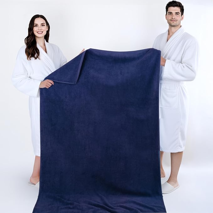 Cotton Paradise 100% Cotton Turkish Towel, Soft Absorbent Quick Dry, 40x80 Oversized Bath Sheet Towel, Navy Blue