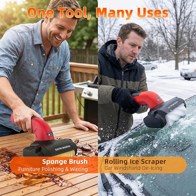 Electric Grill Brush for Outdoor, Upgraded BBQ Grill Cleaner with 3 Heads, 1200 RPM Speed, 304 Stainless Steel Bristle, Cordless & Type-C Rechargeable Grill Cleaning Tool