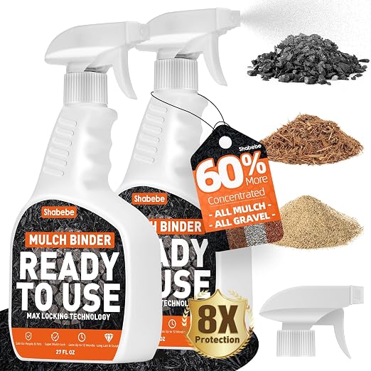 Mulch Binder with Sprayer -54OZ Ready to Use Rock Glue for Landscaping, Fast-Dry Landscape Rock Glue, Gravel Stabilizer, Intertek Test Pea Gravel Glue, Pet Safe for Garden Bed, Patio, Yard
