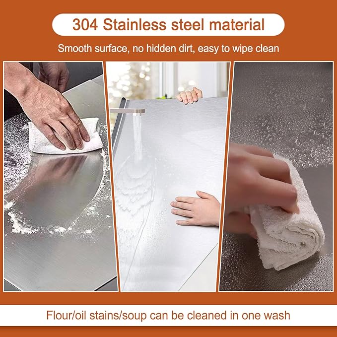 Stainless Steel Cutting Boards for Kitchen,304 Stainless Steel Chopping Boards with Lip and Non-slip silicone pad for Countertop Cutting Meats Fruits,Easy To Clean (15.7 * 19.6 * 0.06inch)