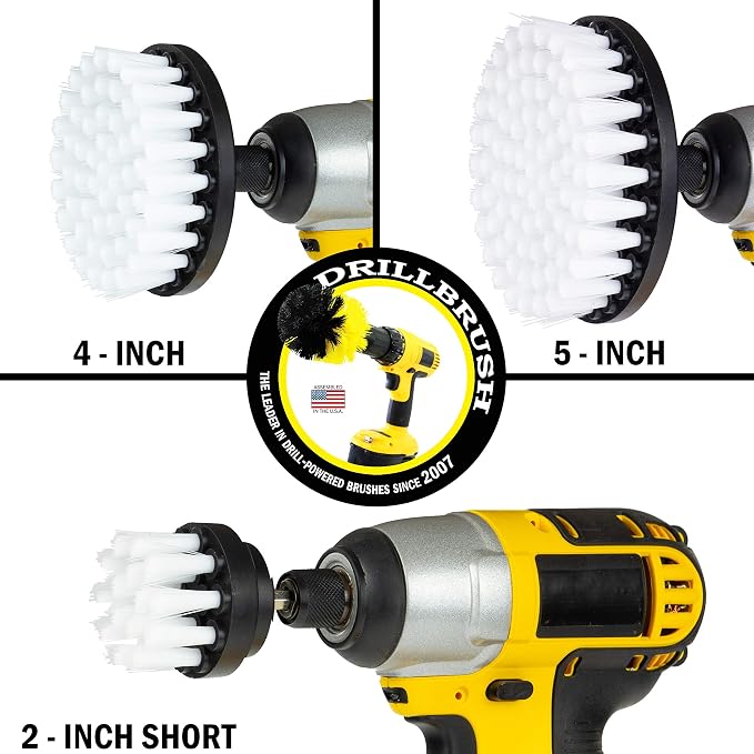 Car Accessories - Drill Brush Attachment for Washing, Wheels, Mats, Detailing - Carpet and Upholstery Cleaner - Boat and Kayak Hull Accessories - Glass and Fiberglass Cleaner