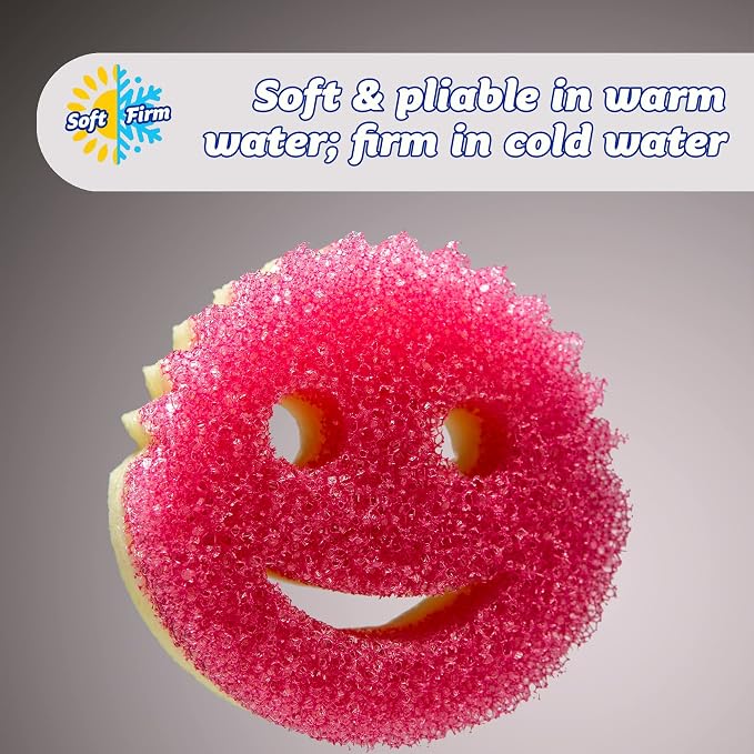 Scrub Daddy Scrub Mommy Dish Wand, Refill Heads, Sponge & Connector Head, Soap Dispensing Dish Brush, Texture Changing Washing Up Sponge, Dual Sided Non Scratch Scourers with Liquid Handle - Pink