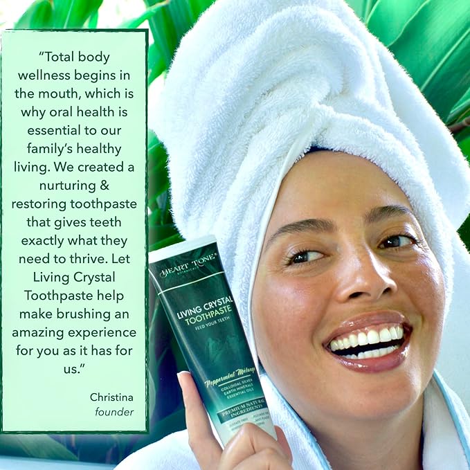 Theobromine & Hydroxyapatite Toothpaste | Living Crystal | Fluoride Free | Colloidal Silver, Bentonite Clay, L-Arginine | Low Abrasion Tested | Mint